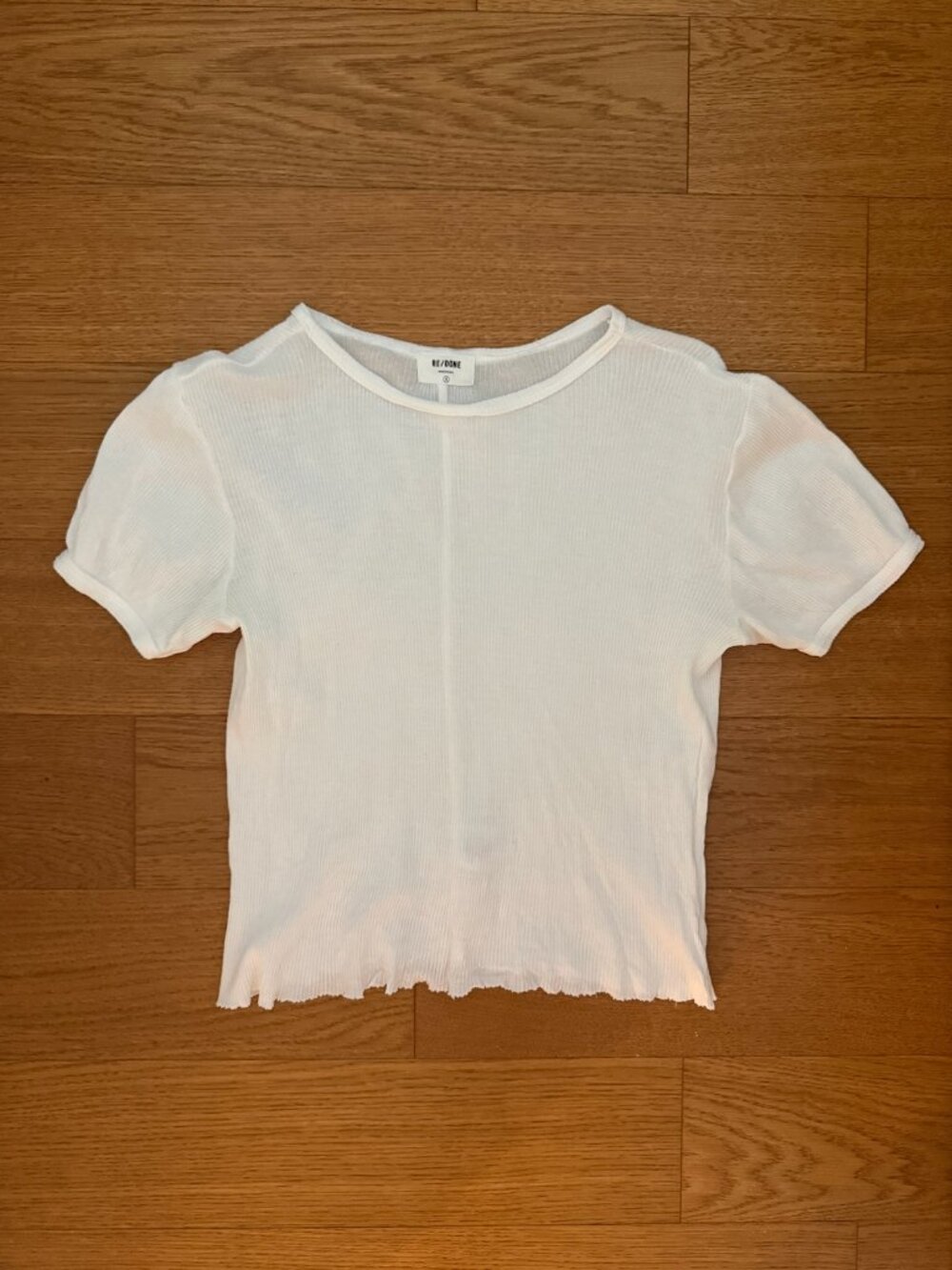 RE/DONE 90's Ribbed Cap Sleeve Tee (Size Small)
